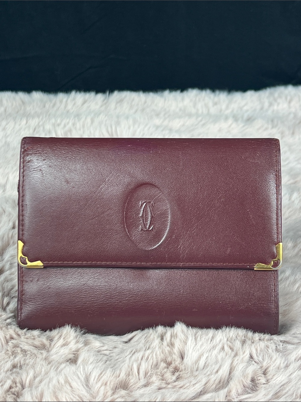 Cartier Must de Cartier Trifold Wallet Bordeaux Leather Vintage